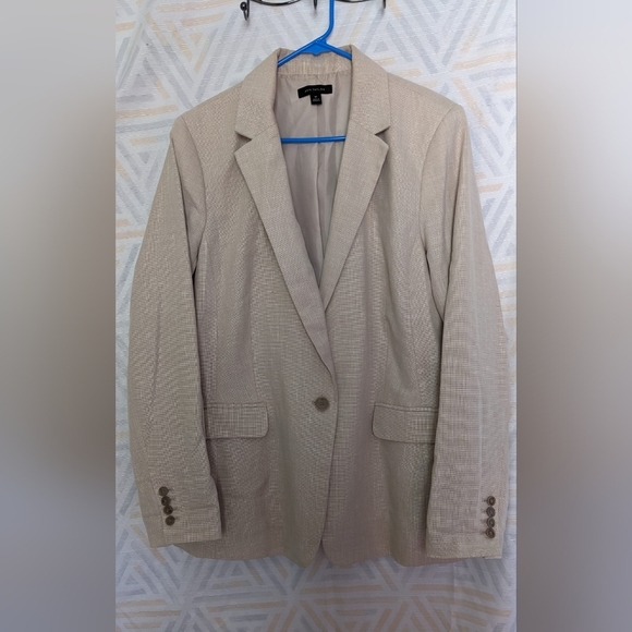 Ann Taylor Linen Cotton Women's  One Button Office Career Blazer Size 18T - Picture 1 of 8